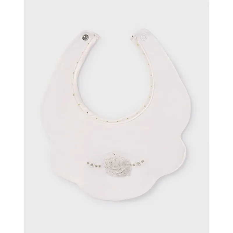 IVORY BIB TULLE FLOWER APPLIQUE / 86-066