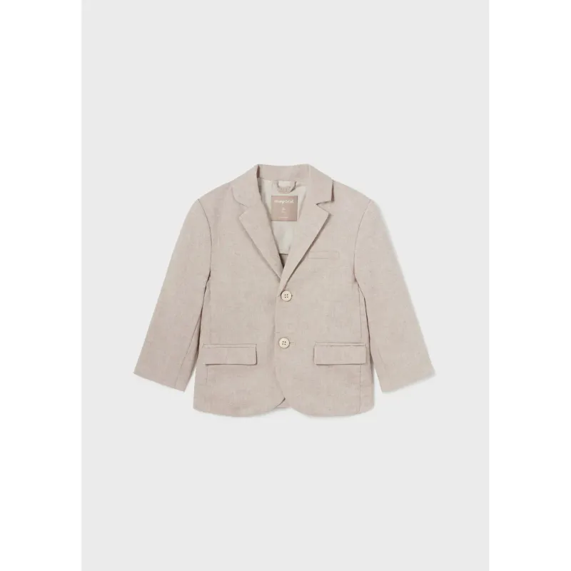 LINEN JACKET BLAZER LIGHT BROWN TAN / 1444-053