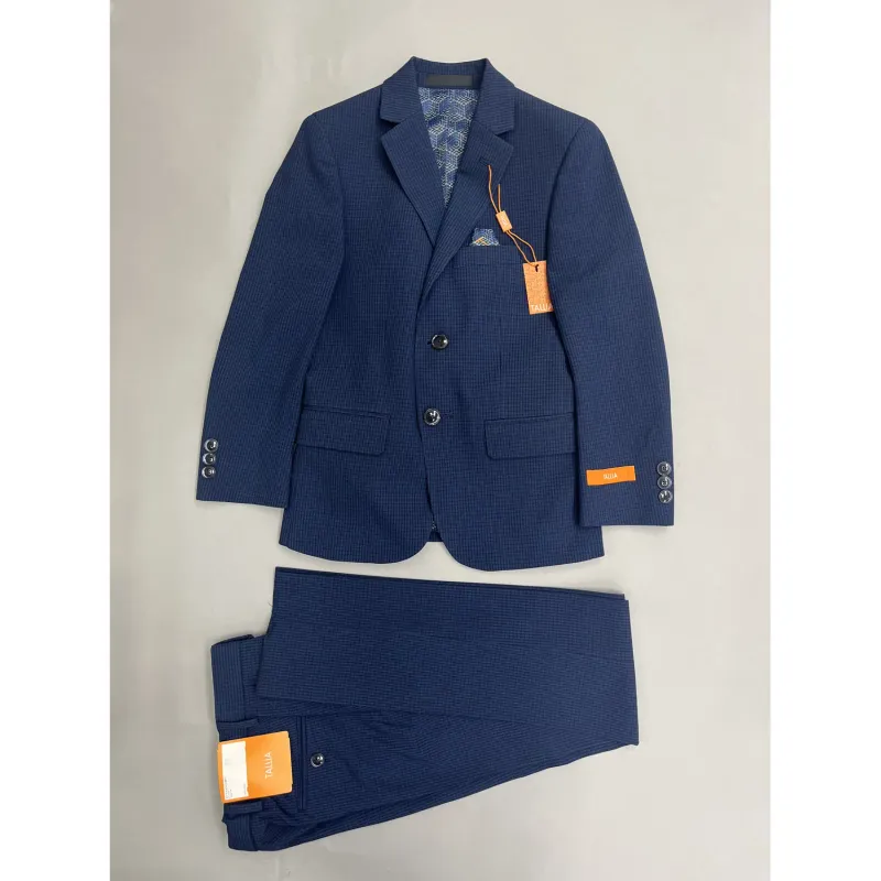 2 PC SUIT BLUE NAVY SMALL CHECK REGULAR FIT / BVNN2OCZ0070