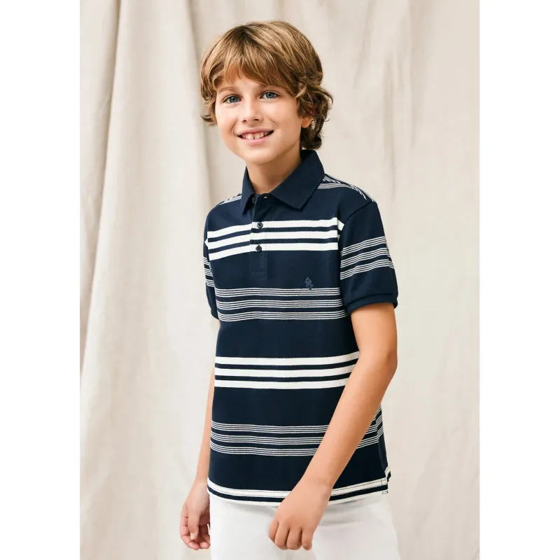 POLO TOP NAVY & WHITE STRIPE SHORT SLEEVE / 6110-087