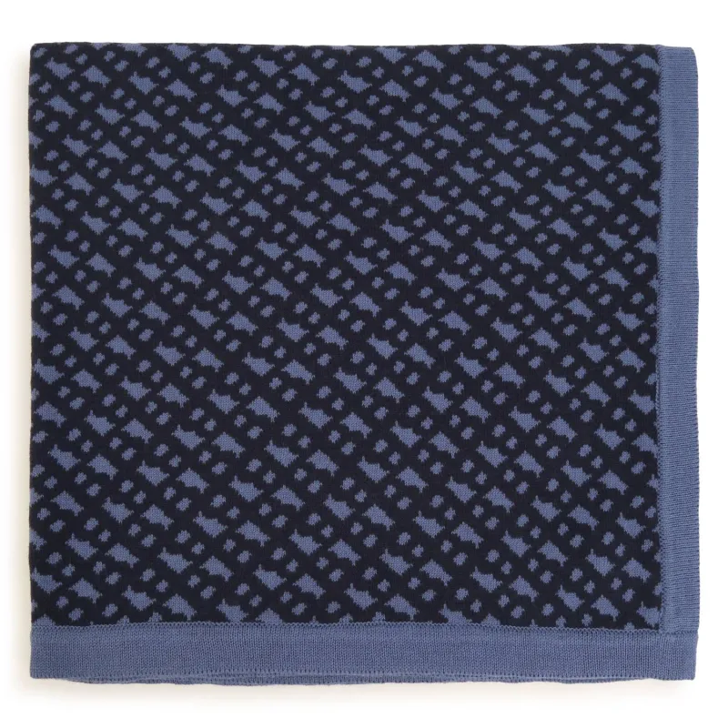 BLANKET KNIT NAVY WITH BLUE PRINT / J90327-849