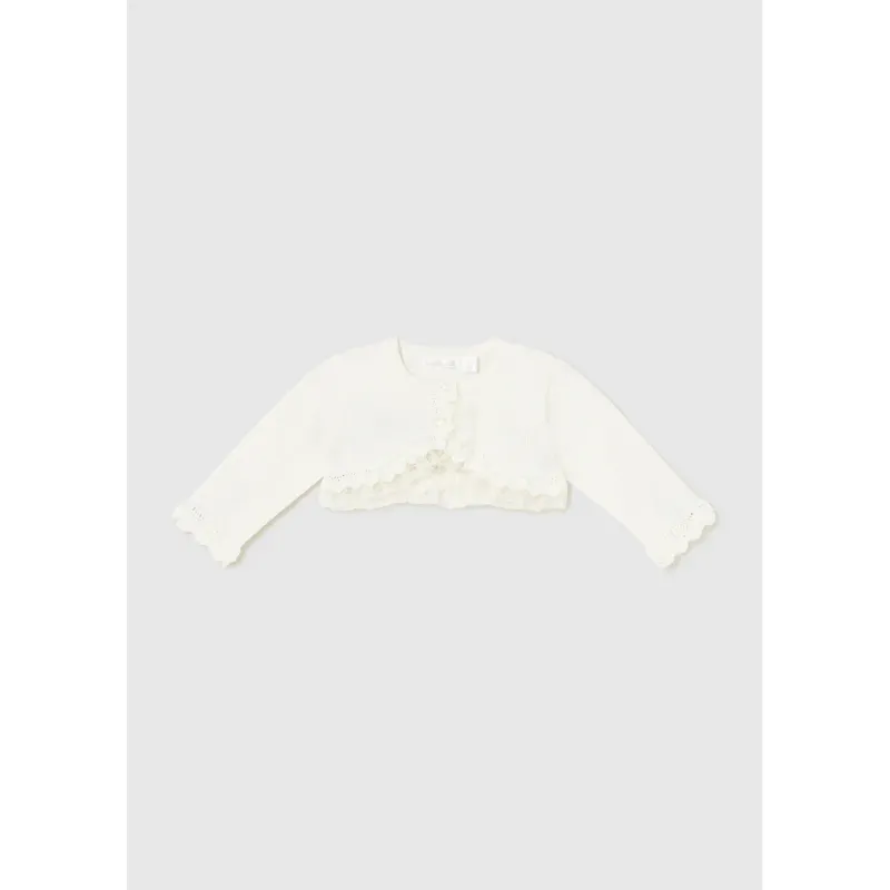 KNIT BOLERO CARDIGAN CROCHET & LACE TRIM / 1377-021
