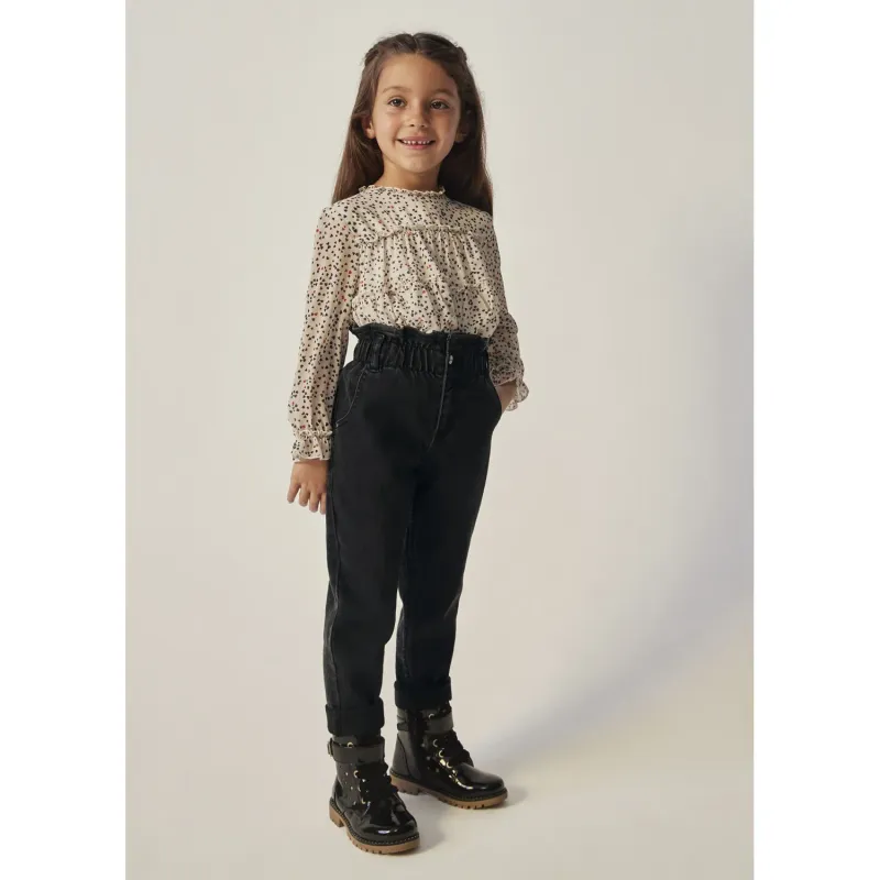 DENIM PANT & BELT BLACK SLOUCHY / 4501-089