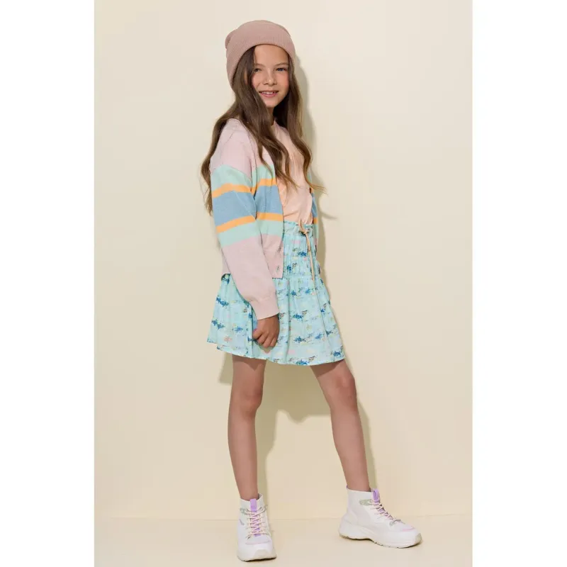 KNIT CARDIGAN PINK BLUE GREEN STRIPE GLITTER / N302-5307-241