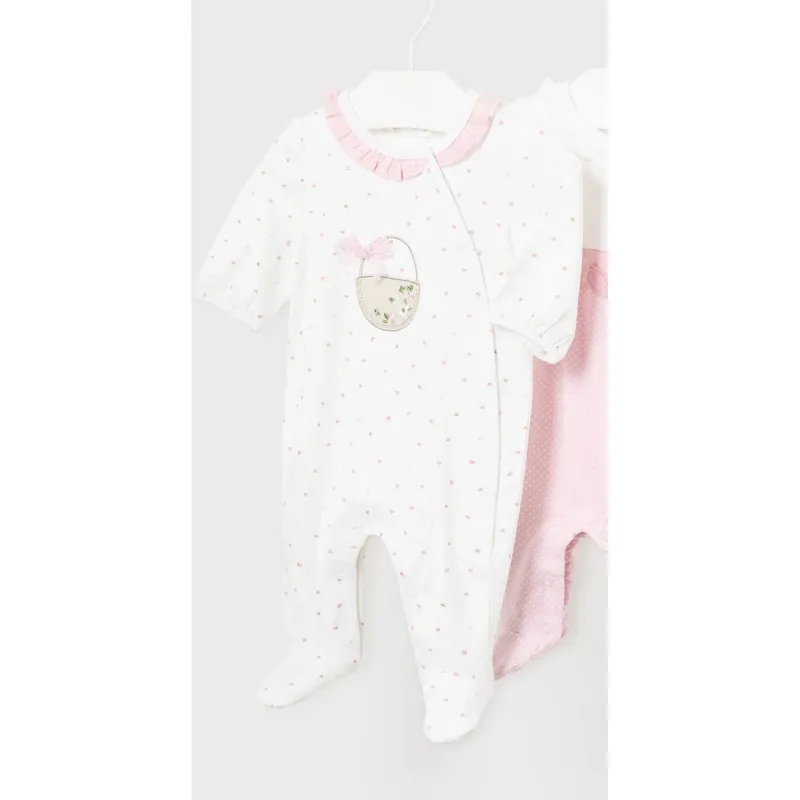 ROMPER WHITE PINK PRINT SIDECLOSURE / 1709-089