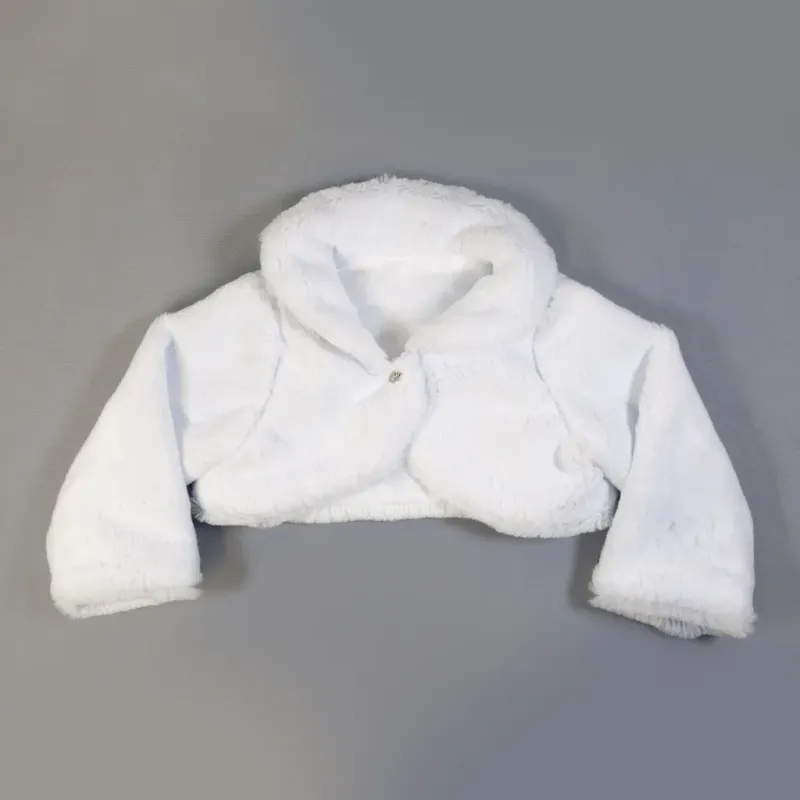BOLERO WHITE SHORT FAUX FUR BUTTON CLOSURE / SKC35