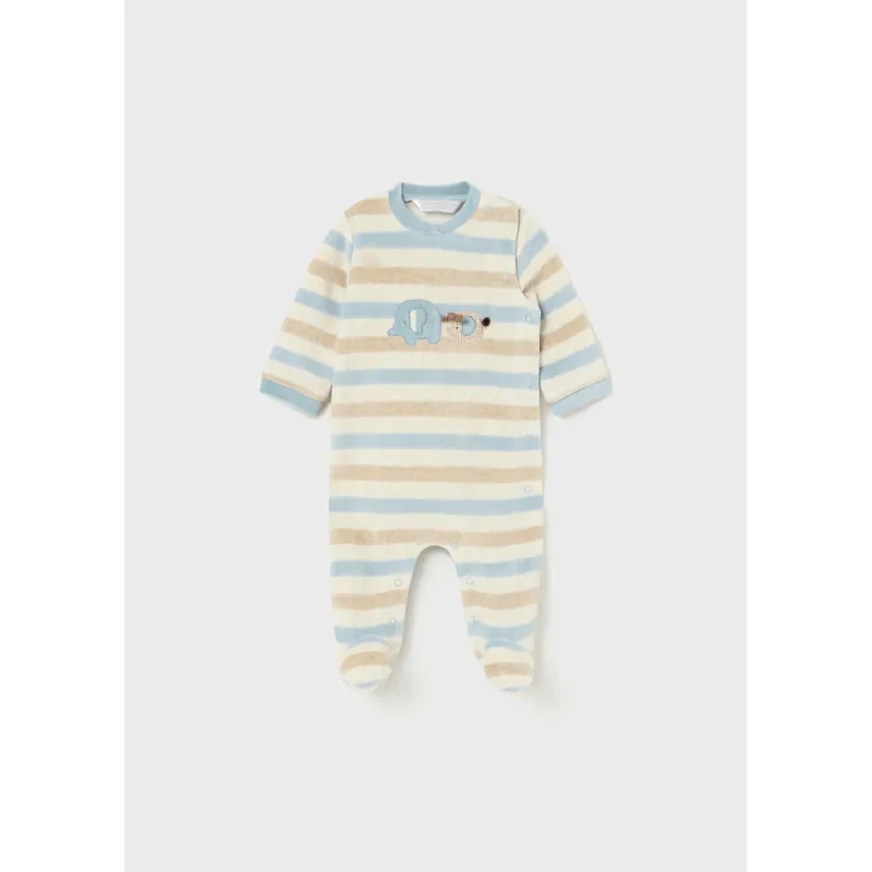BLUE STRIPED SLEEPER VELOUR SIDECLOSURE BEIGE & TAN / 2794-068