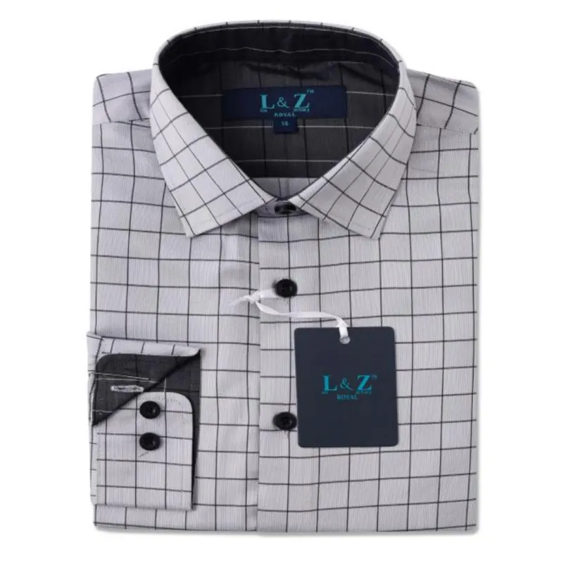 SHIRT GREY BLACK & BLACK CHECK PRINT / 5955