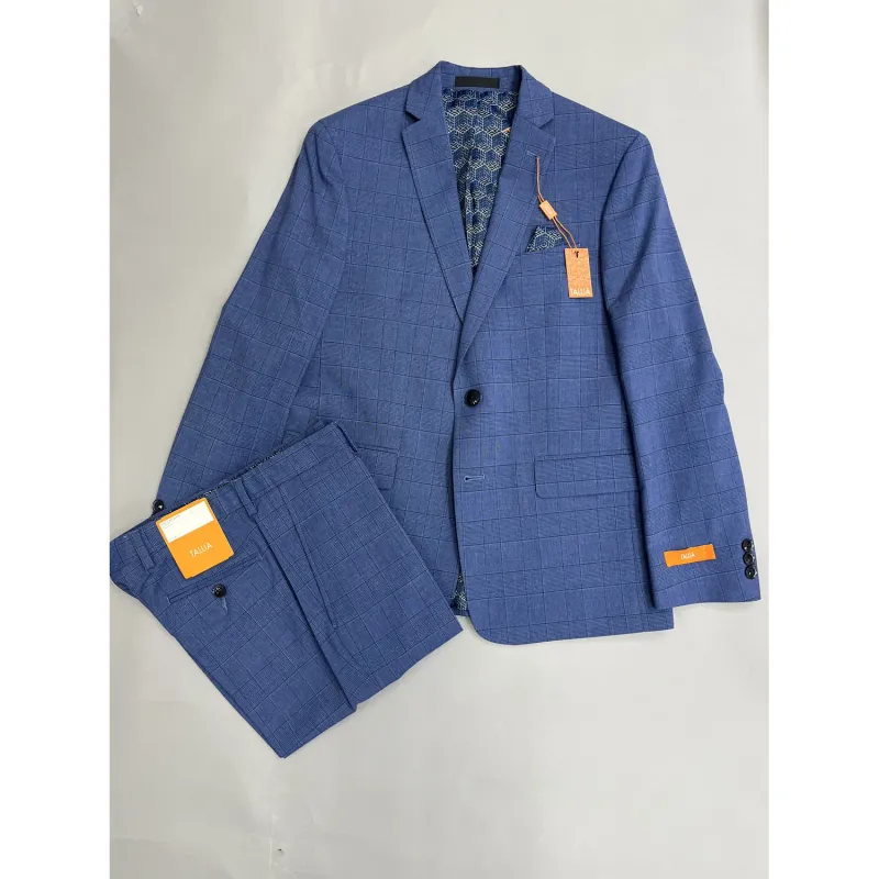 2 PC SUIT HUSKY BLUE & NAVY LARGE CHECK REGULAR FIT / HVON20CZH071