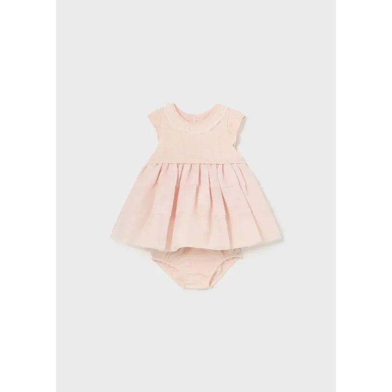 2PC DRESS & PANTIES LIGHT PINK KNIT BODICE TULLE LAYER SKIRT / 1825-032