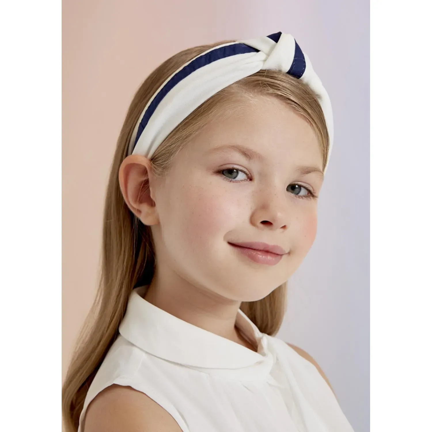 HEADBAND WHITE & NAVY / 5440-002