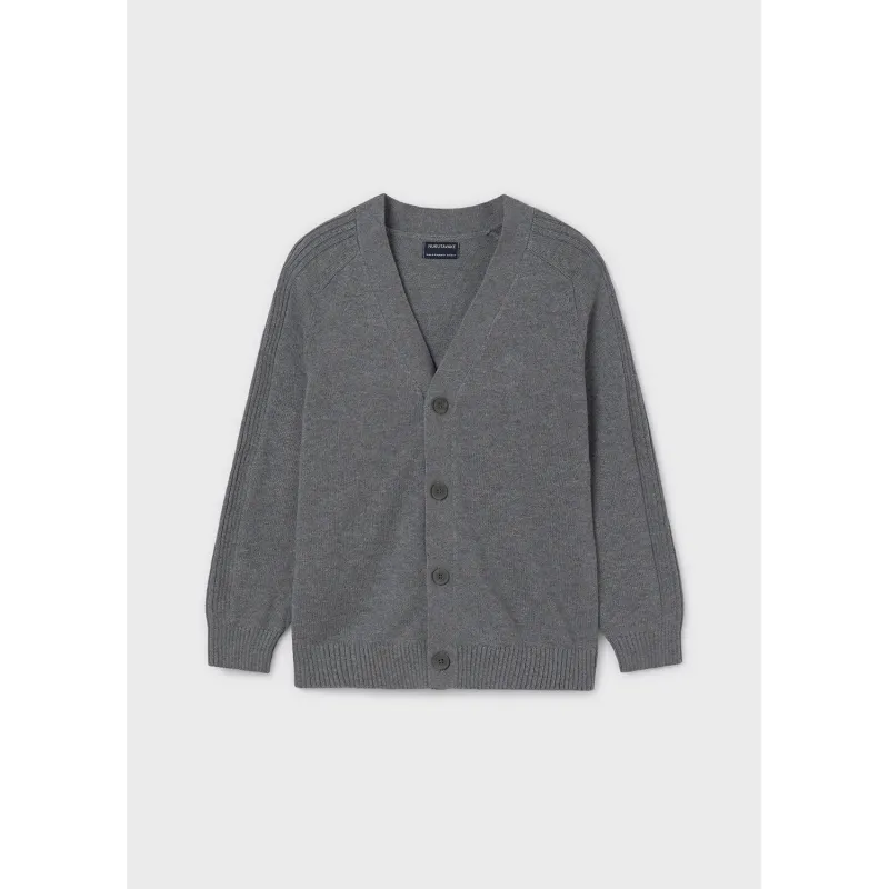 GREY KNIT CARDIGAN VNECK / 7394-088