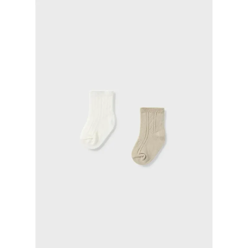 2 PACK SOCK SET CREAM & BROWN BOY'S / 9590-066