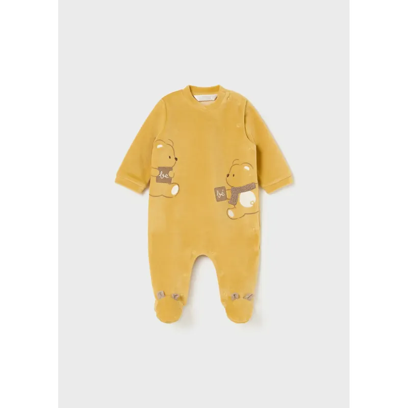 YELLOW VELOUR SLEEPER BEAR PRINT SIDECLOSURE / 2794-067