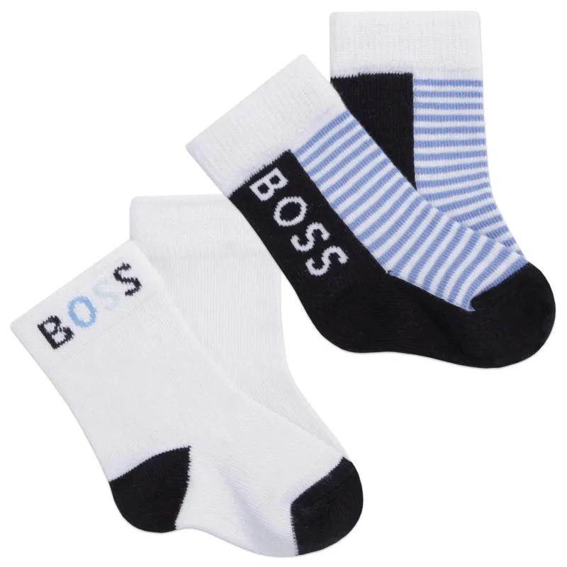 2PAIR SOCK SET WHITE & BLUE STRIPE / 90316-849