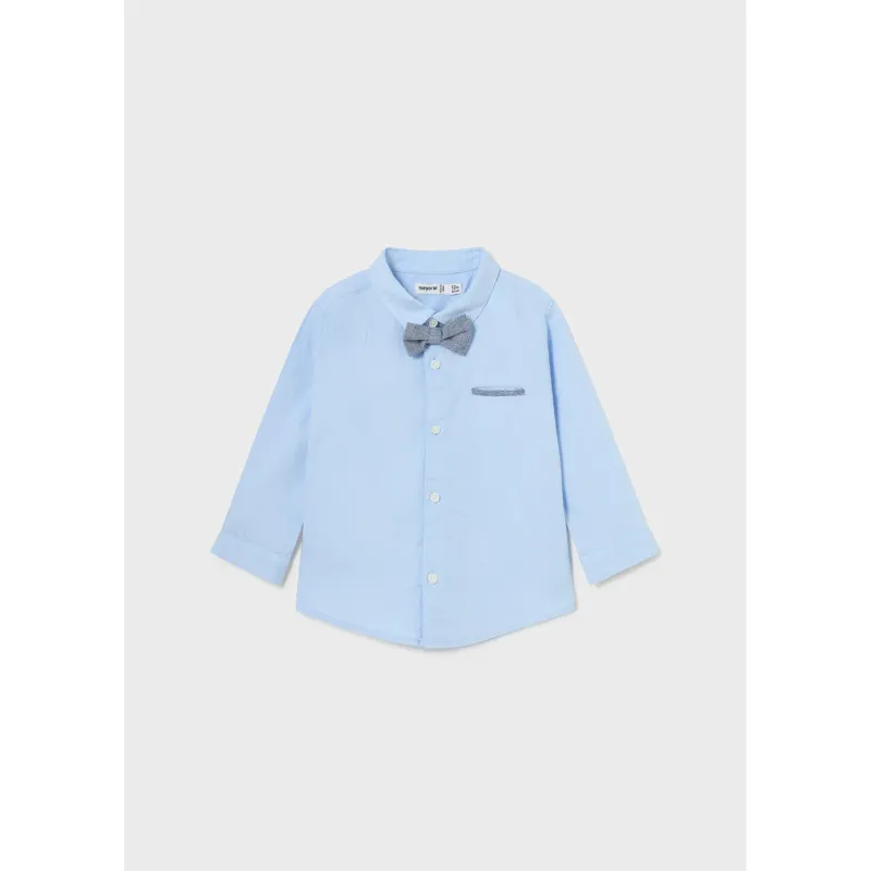 2PC SHIRT & BOWTIE SKY BLUE & NAVY LONG SLEEVE / 1116-011