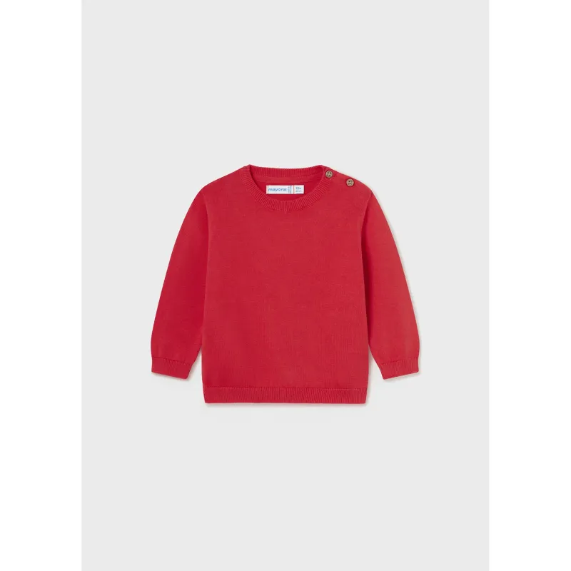 KNIT SWEATER RED COTTON BASIC / 303-046
