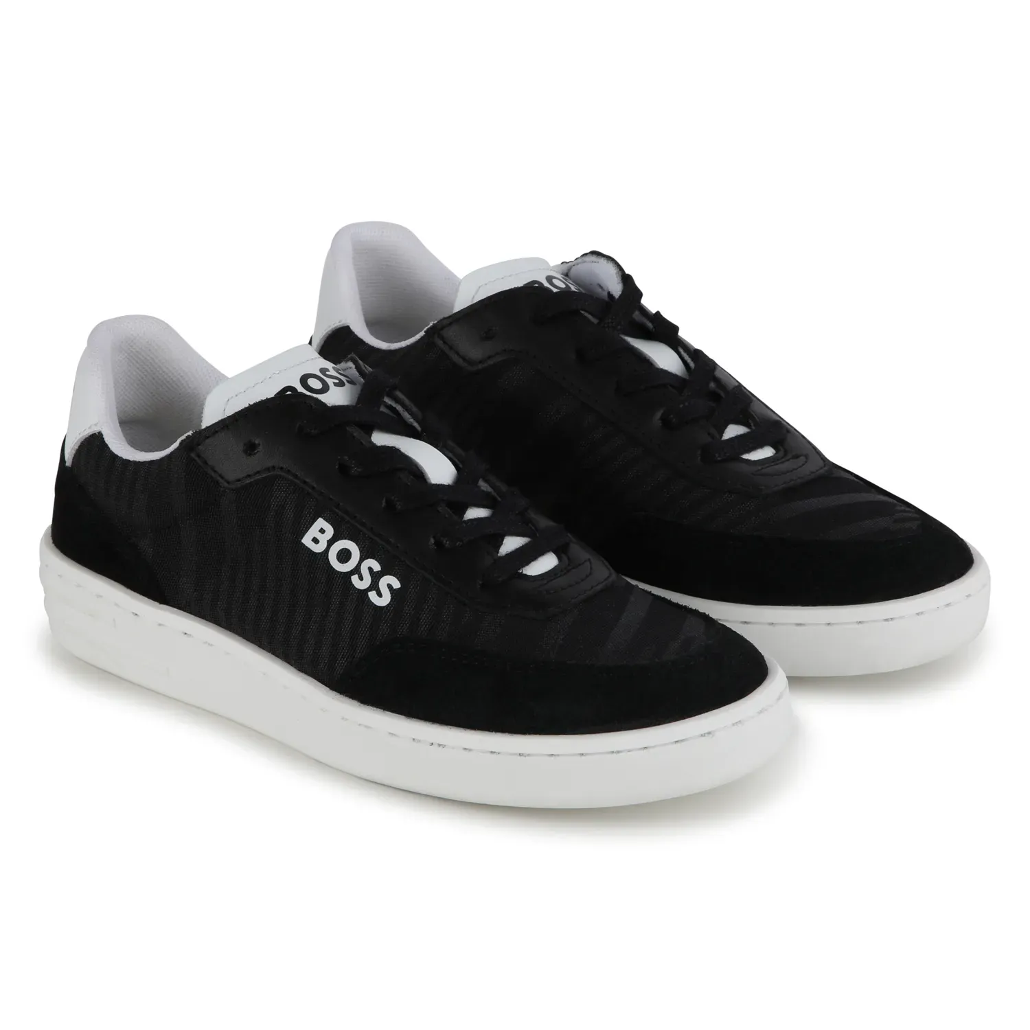 SHOE BLACK WHITE TRIM BOSS LOGO WITH LACES / J50858-09B