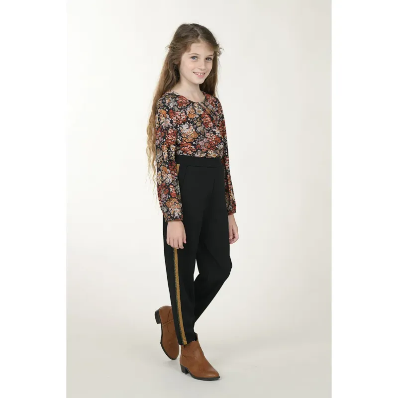 PANT BLACK KNIT GOLD SIDE STRIPE / T151A20
