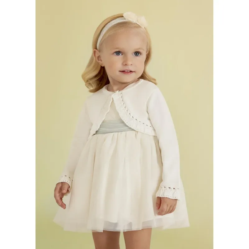 BOLERO CARDIGAN NATURAL-IVORY CROCKET EDGING / 5349-084