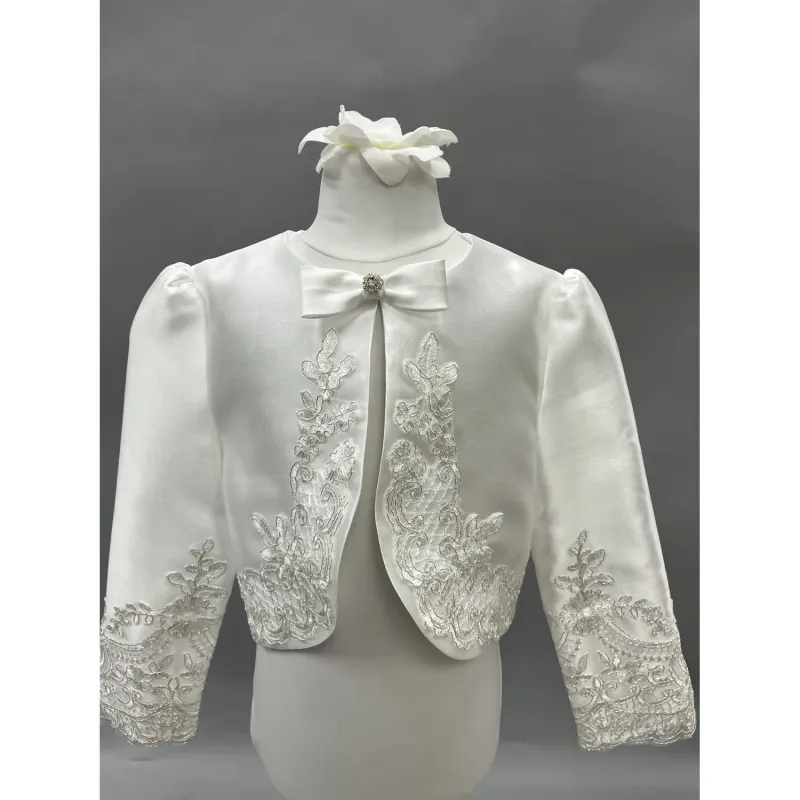 JACKET OFF WHITE & SILVER EMBROIDERED TAFFETTA LONG SLEEVE / Z23120-W