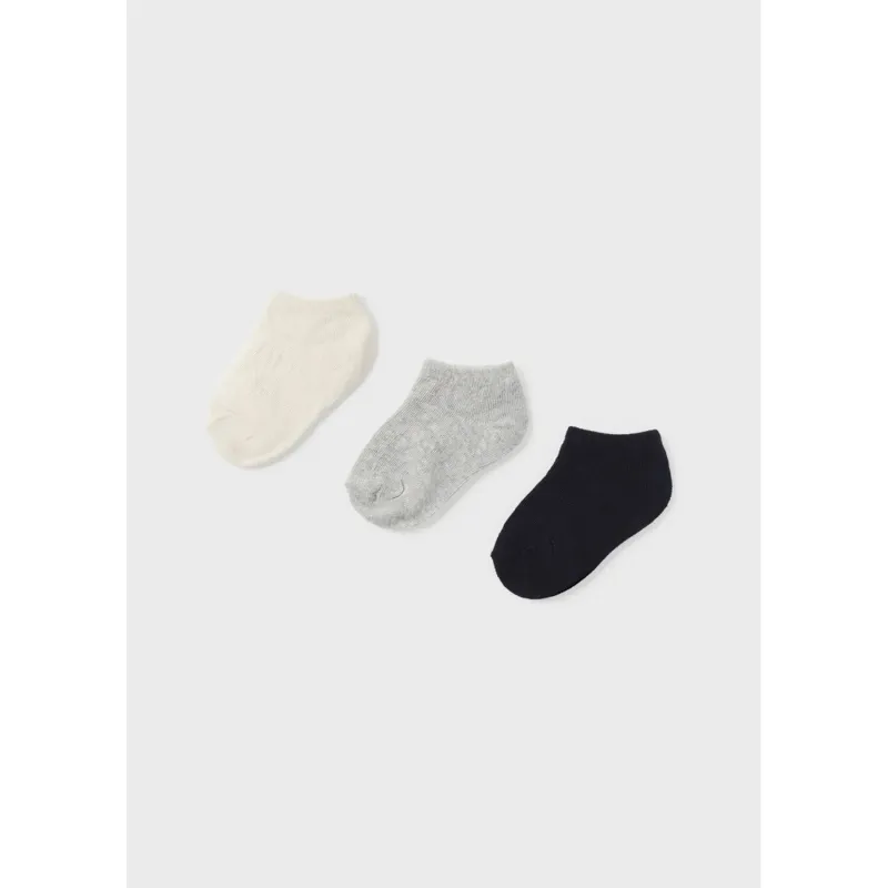 3 PACK SOCK SET CREAM GREY & NAVY SHORT / 10396-040