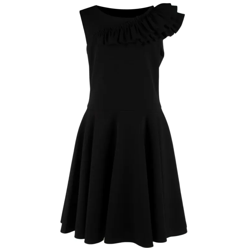 DRESS BLACK SHOULDER FLOUNCE FLARE SKIRT / 5123