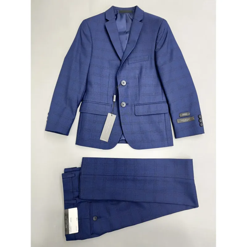 2 PC SUIT DARK BLUE CHECK SKINNY FIT / BCWL2MAW0691