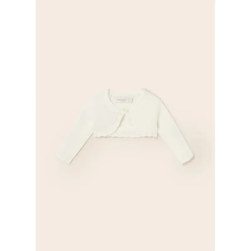BOLERO CARDIGAN CREAM CROCHET EDGE TRIM / 318-014