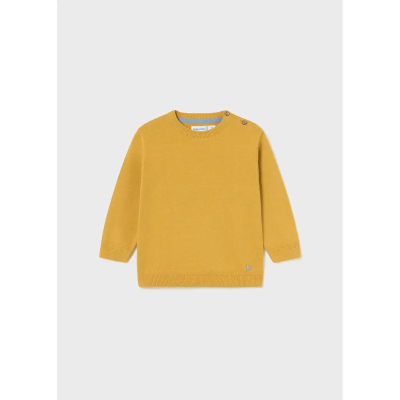 YELLOW KNIT SWEATER LONG SLEEVE COTTON BASIC / 309-010