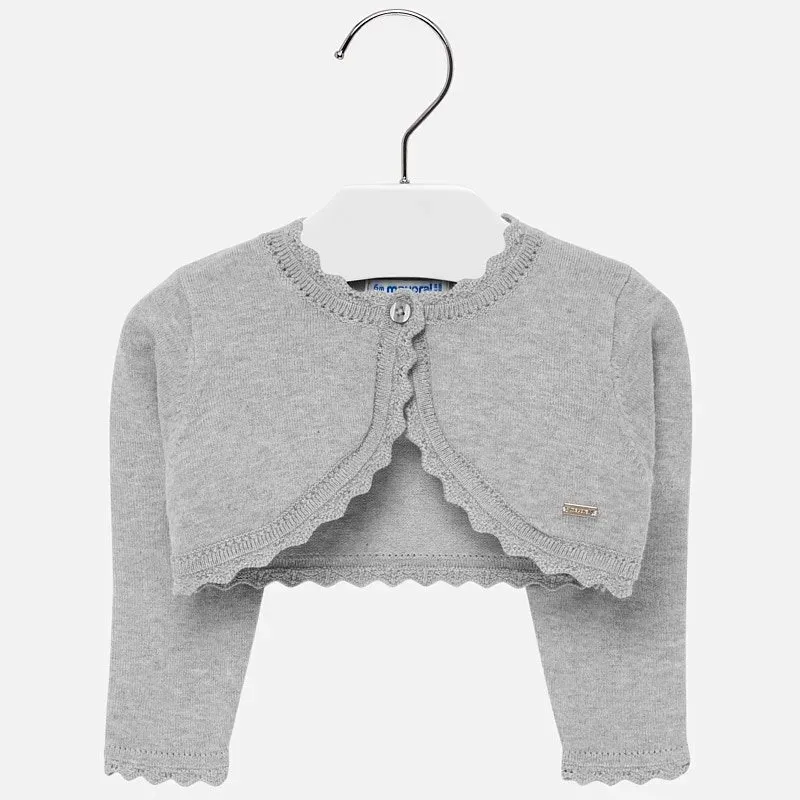 BOLERO CARDIGAN GREY SCALLOPED