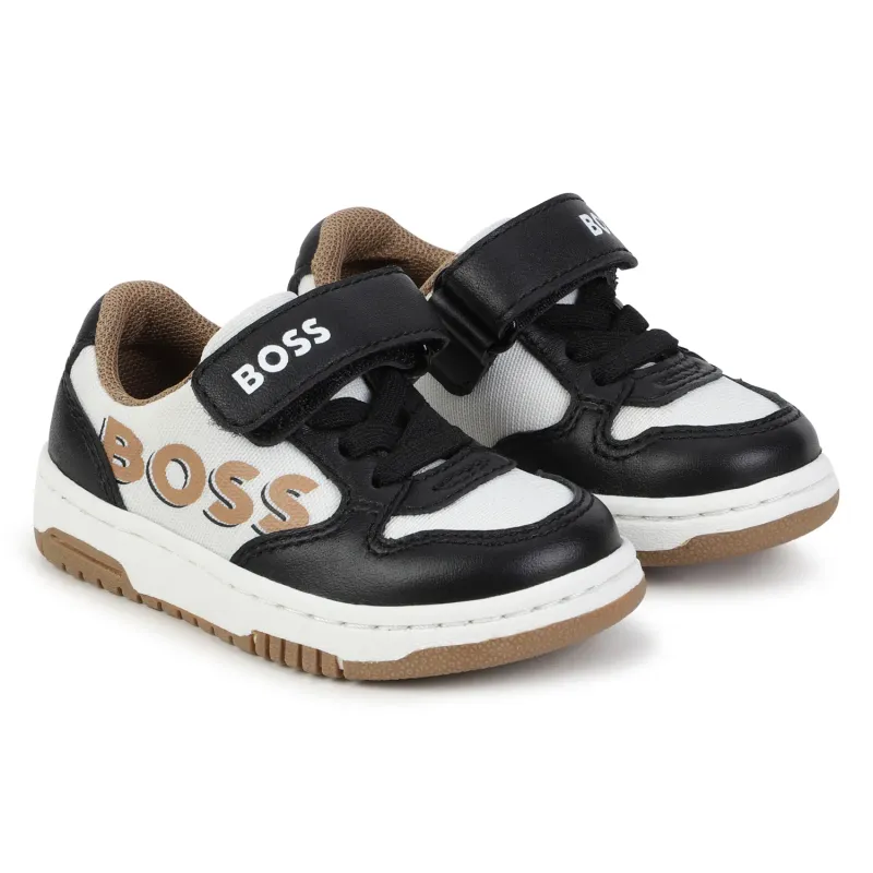 TRAINER SHOE BLACK & WHITE BROWN TRIM / J20875-09B