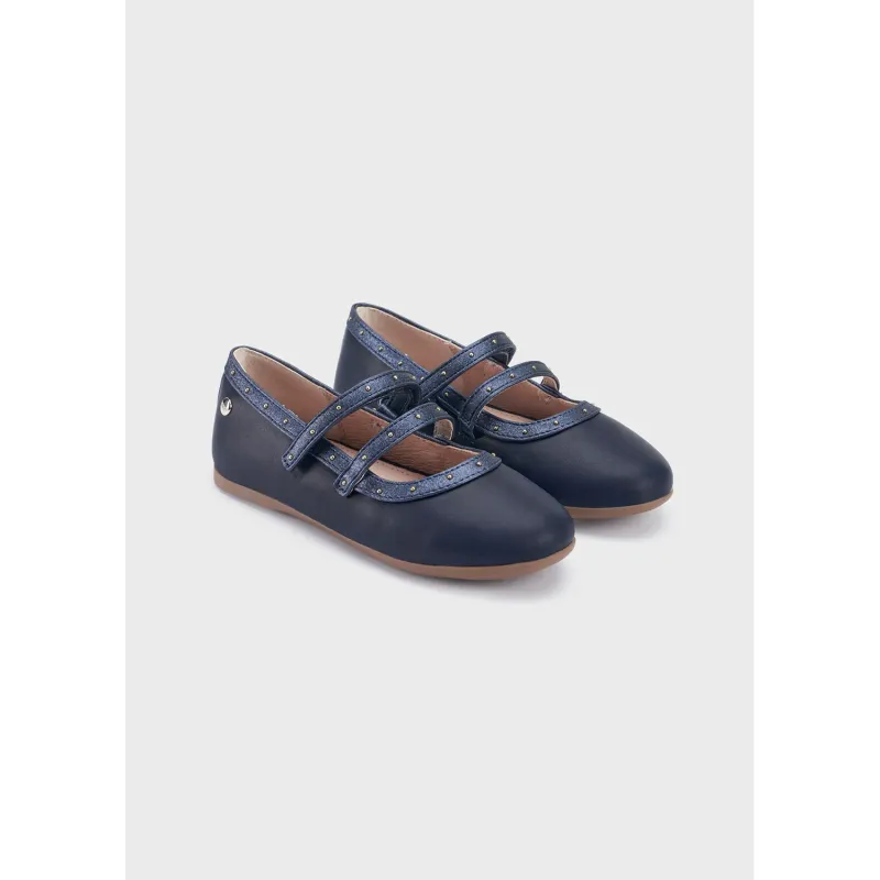 SHOE NAVY BALLET FLATS WITH STUDS 2 STRAPS / 44378-031