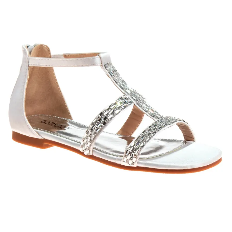 SANDAL WHITE FLAT RHINESTONE STRAPS / BM91273S-15