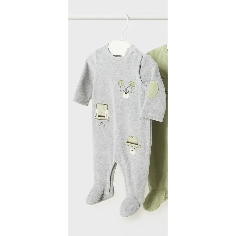 VELOUR ROMPER GREY SIDECLOSURE / 2753-046