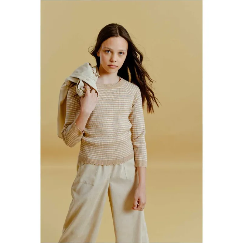 SWEATER BEIGE & WHITE STRIPE / MME186AN