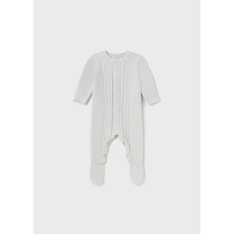 KNIT ROMPER GREY CABLESTITCH PATTERN / 2672-069