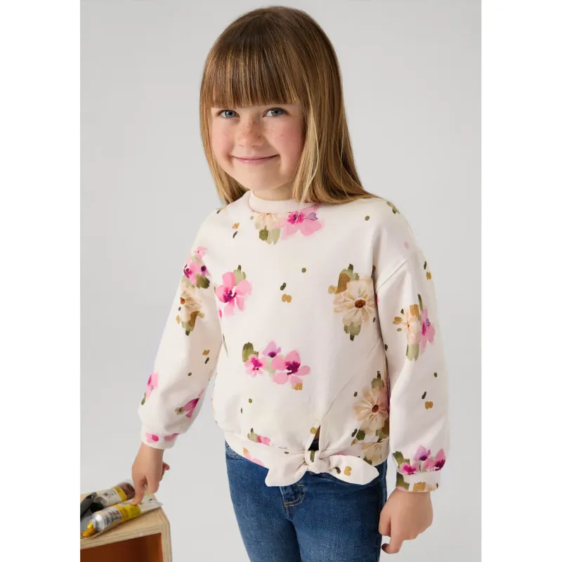 BEIGE PULLOVER MULTICOLORED FLOWERS PRINT / 4481-010