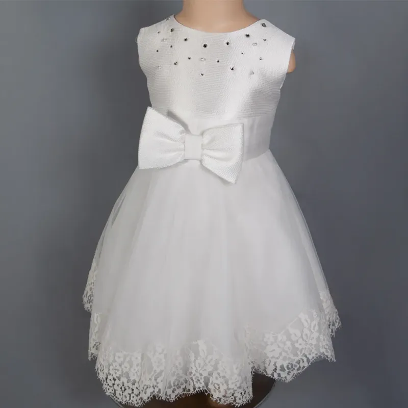DRESS642 WHT TULLE LACE TRM
