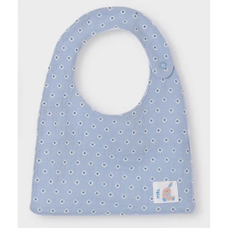 GAUZE BIB BLUE WHITE PRINT / 9409-074