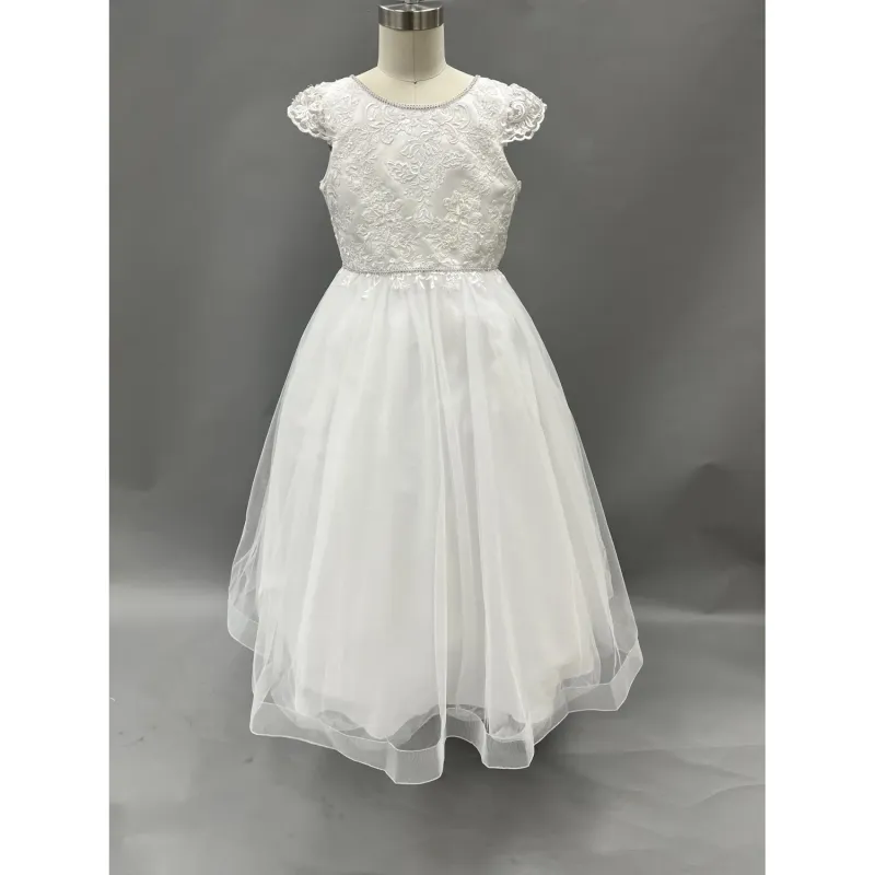 GOWN WHITE HUSKY LACE BODICE TULLE SKIRT / FG2101H