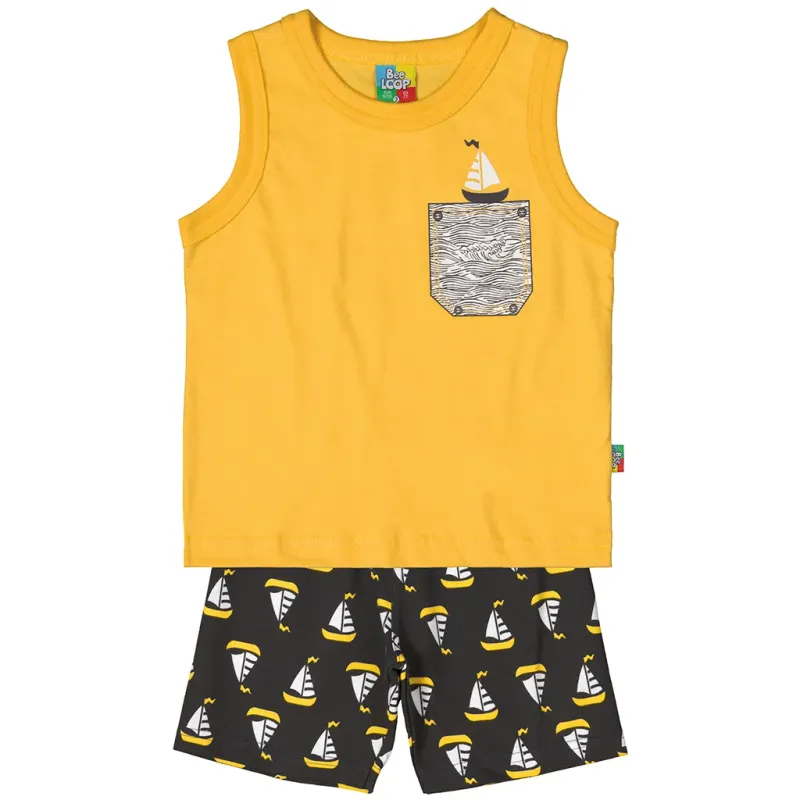 2PC SHORT SET3428A GRY BOAT