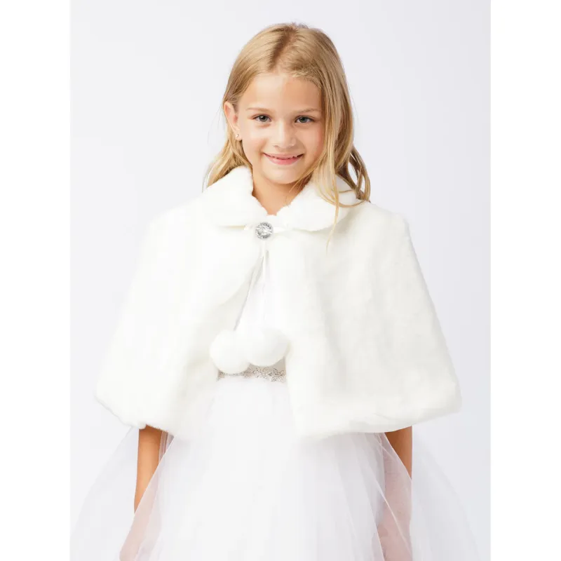 FUR CAPELET WHITE JEWEL BUTTON CLOSURE / TT7891