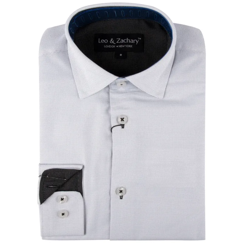 SHIRT WHITE MIDNIGHT PIN DOT / 5799