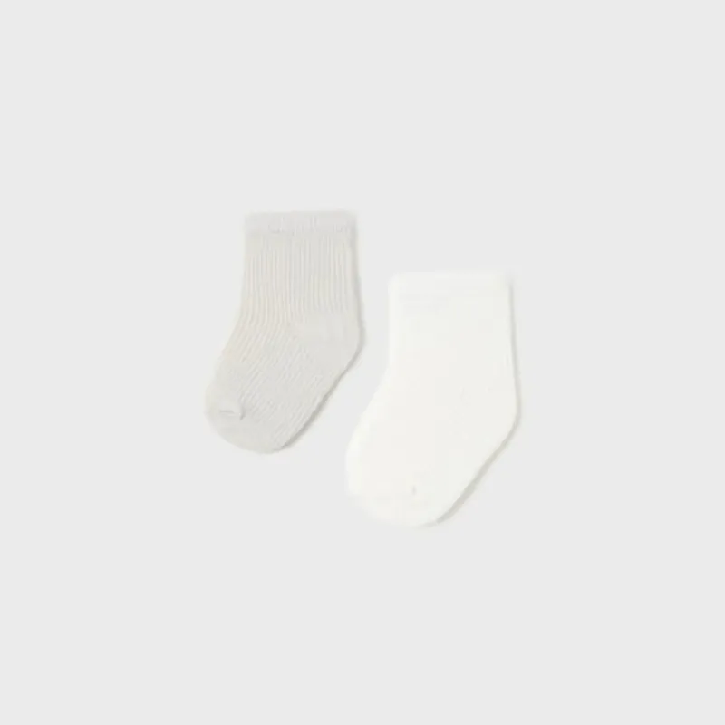 2 PAIR SOCKS CREAM OR LIGHT GREY / 9587-025
