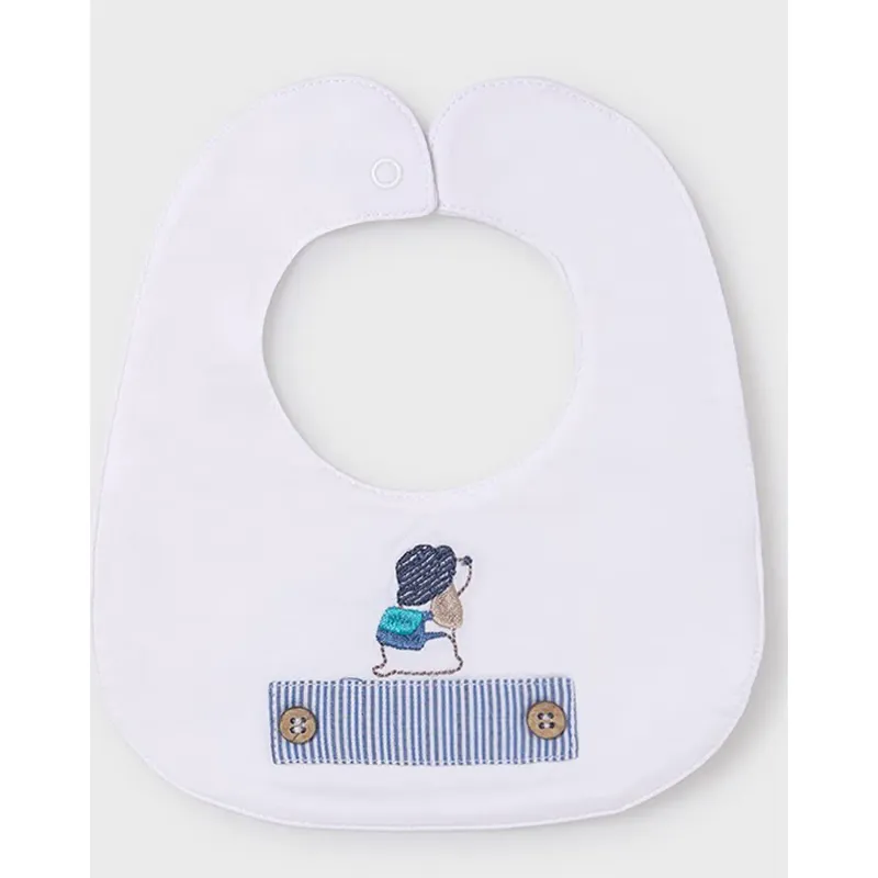 BIB WHITE BLUE STRIPE TRIM & PUPPPY / 08-071