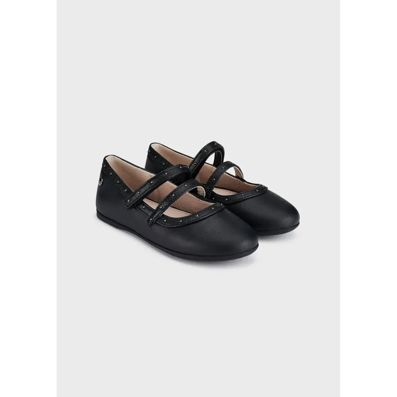 SHOE BLACK BALLET FLATS WITH STUDS / 44378-032