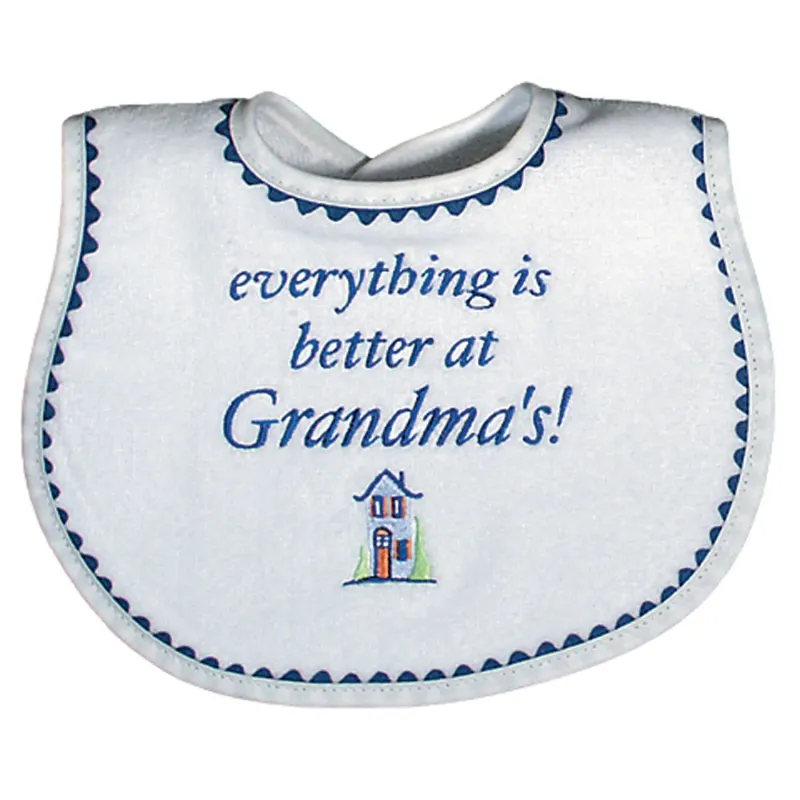 BIB WHITE TERRY ROYAL BLUE TRIM EVERTHING IS BETTER AT GRANDMA'S / 6439