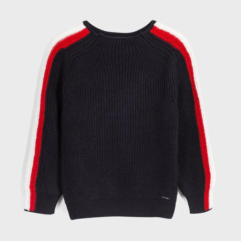 PULLOVER NAVY WHITE & RED STRIPE CABLE ST / 7320