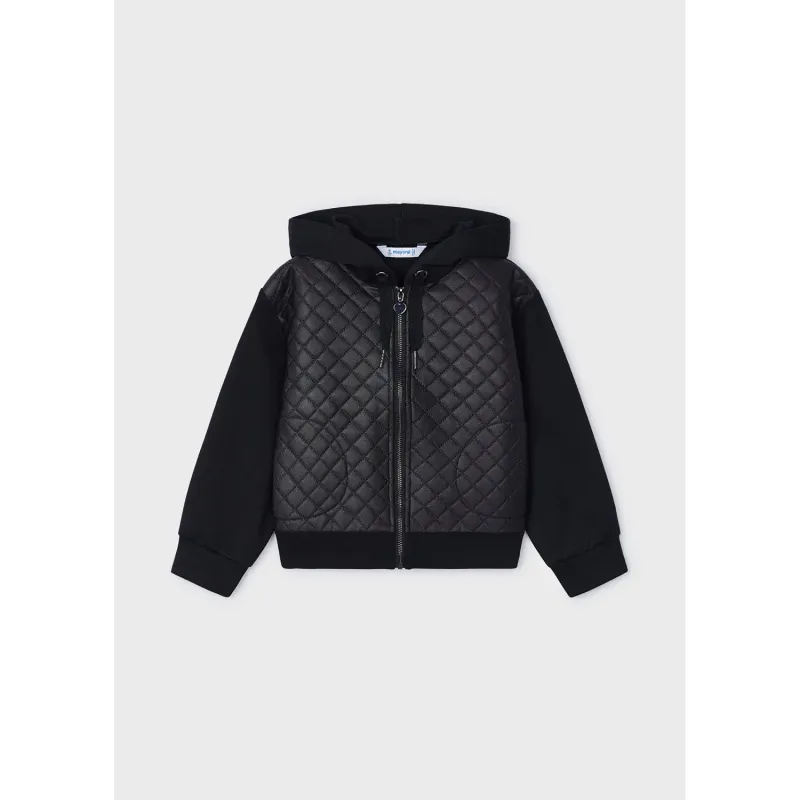 BLACK PADDED JACKET HOODED / 4496-74